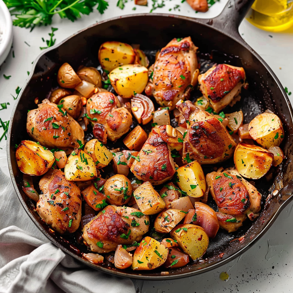 Recipe preparation for Winter Garlic Butter Chicken Skillet