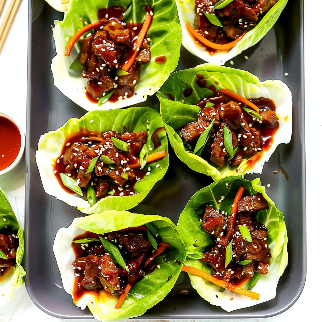Recipe preparation for Spicy Gochujang Beef Lettuce Wraps