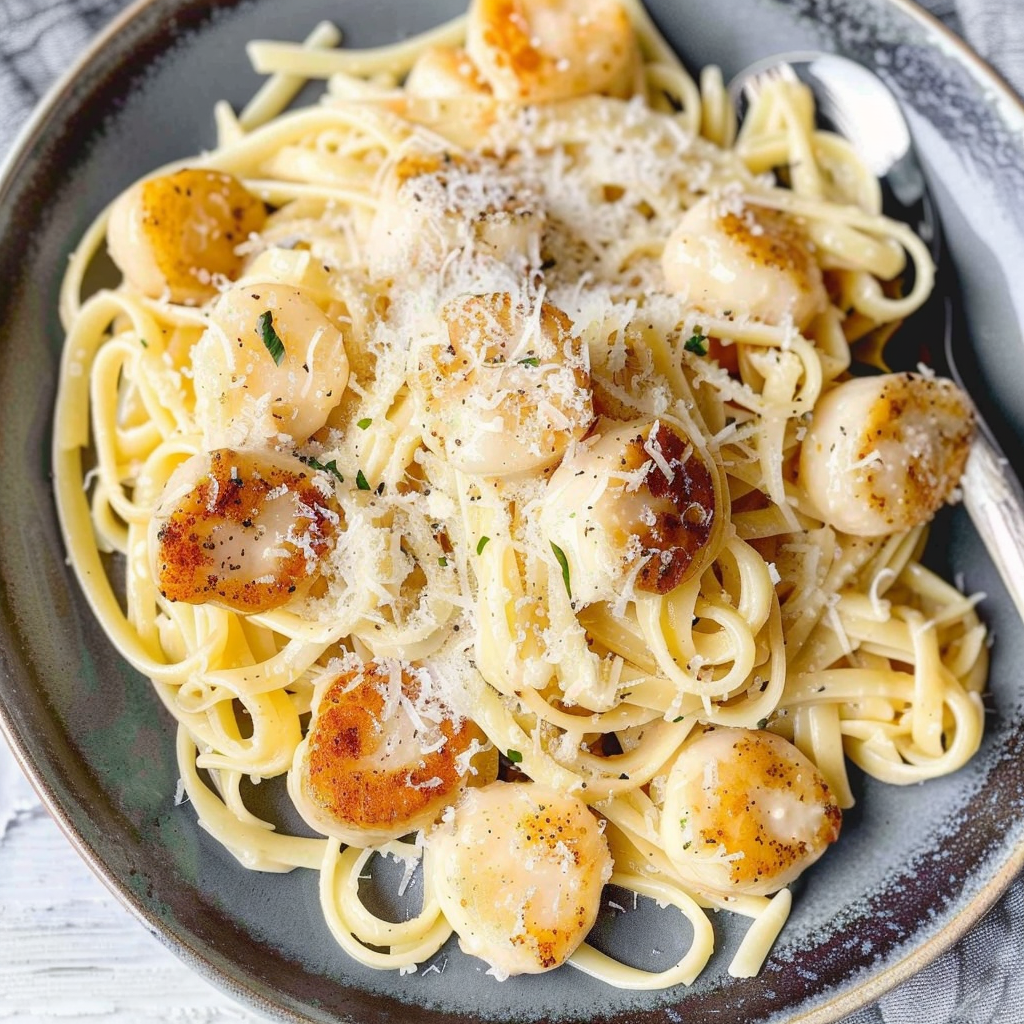 Recipe preparation for Champagne Cream Pasta with Parmesan