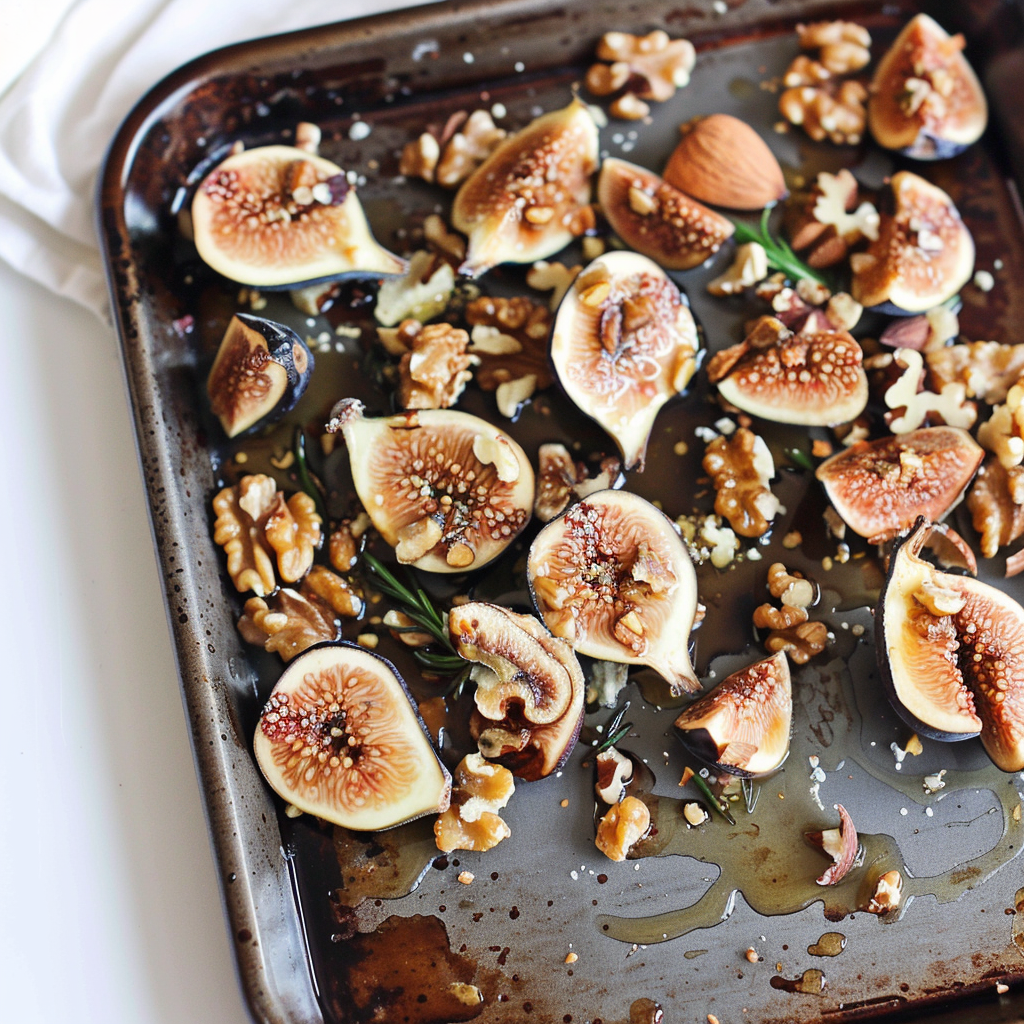 Recipe preparation for Honey-Roasted Walnuts & Figs
