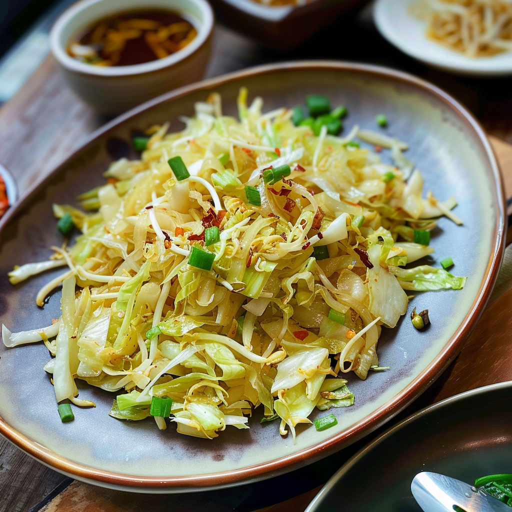 Recipe preparation for Garlic & Cabbage Sauté