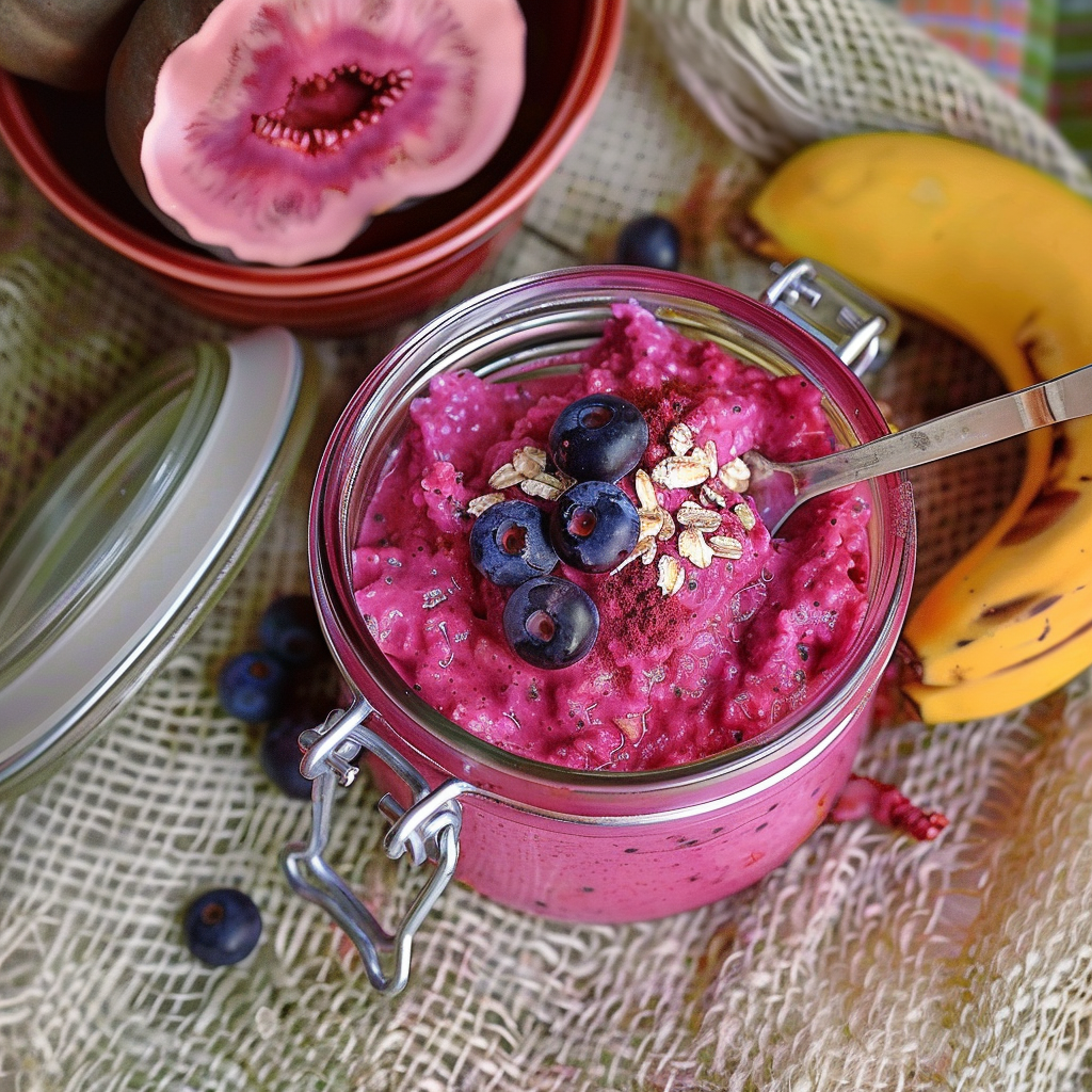 Recipe preparation for Beetroot Overnight Oats