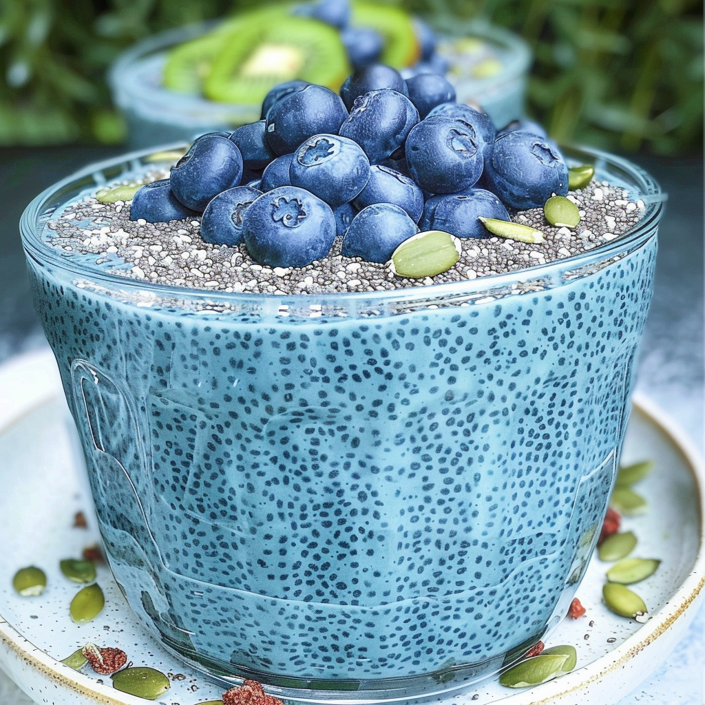 Recipe preparation for Spirulina-Chia Seed Pudding