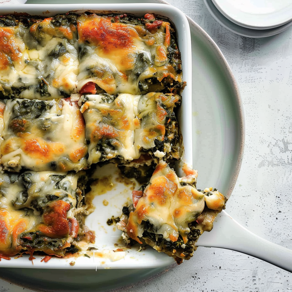 Recipe preparation for Cheesy Tomato Spinach Beef Tortilla Bake