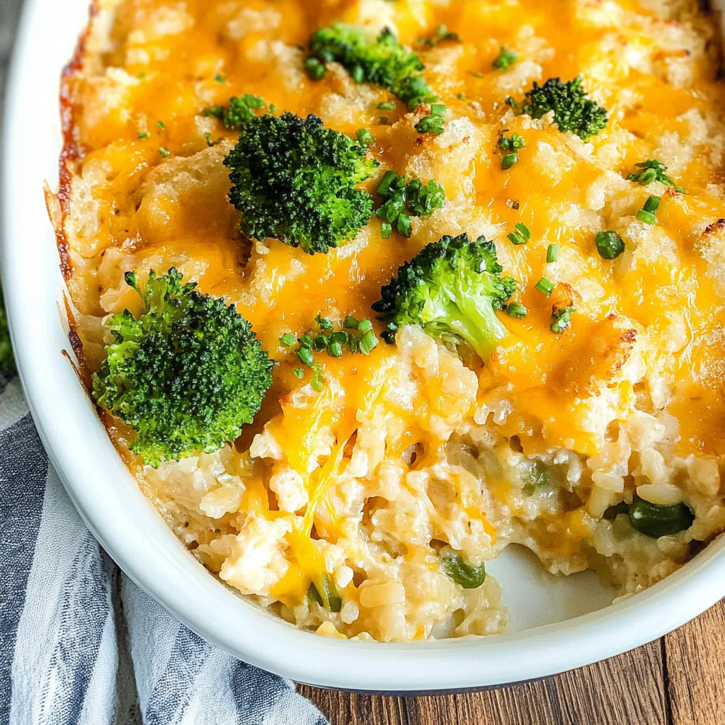 Recipe preparation for Easy Baked Cheesy Rice Casserole