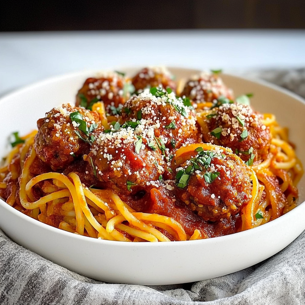 Recipe preparation for Sweetheart Meatballs with Spaghetti