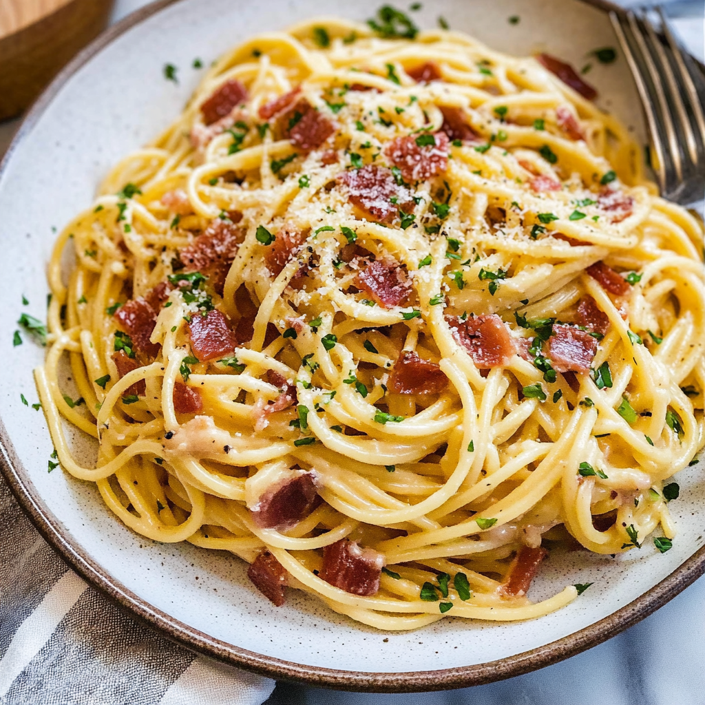 Recipe preparation for Authentic Pasta Carbonara