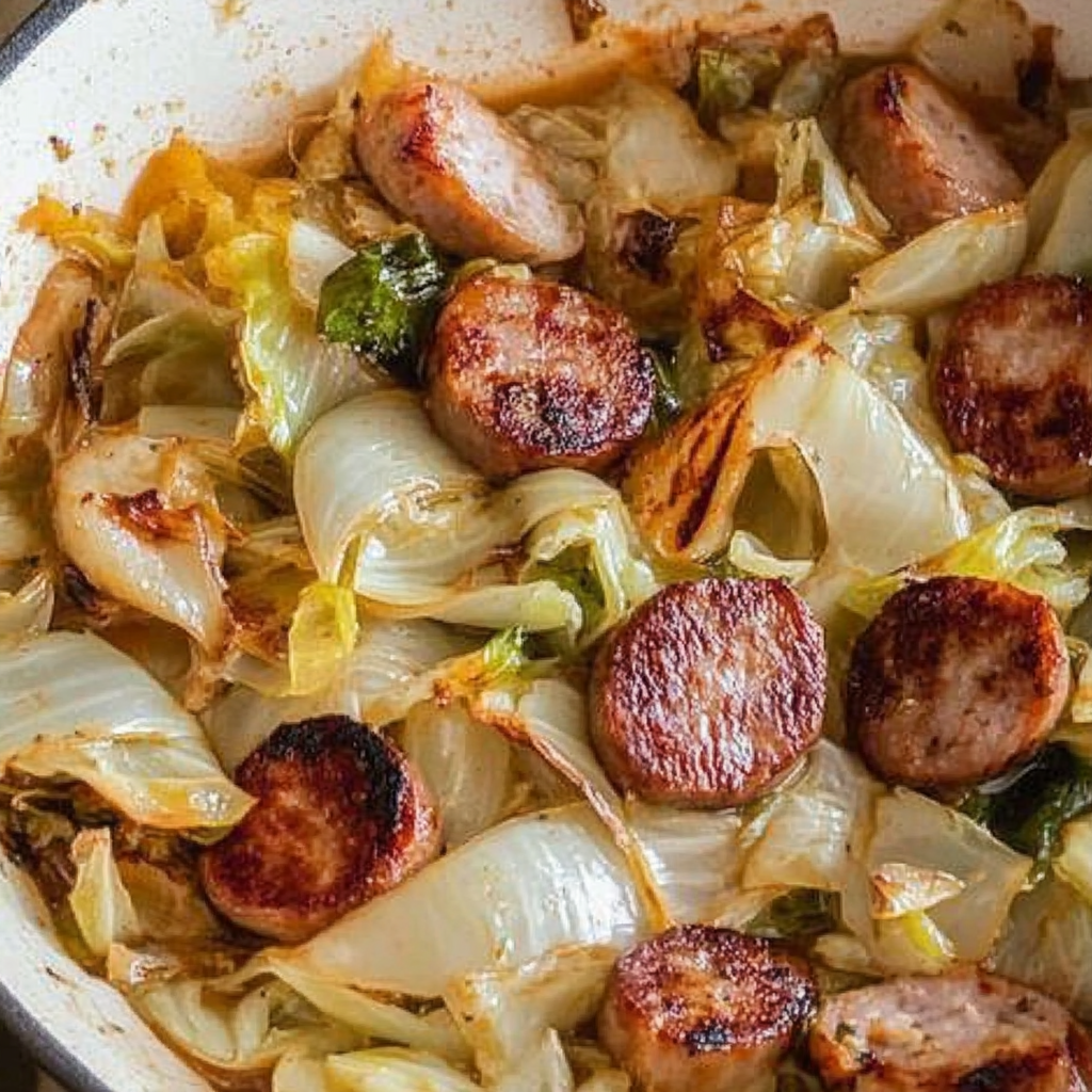 Recipe preparation for Keto Cabbage and Sausage Skillet