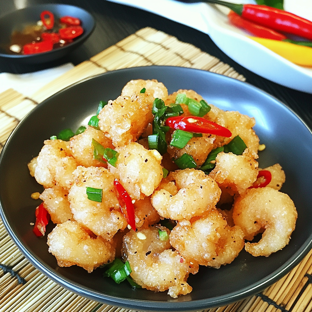Recipe preparation for Crispy Chinese Salt and Pepper Shrimp