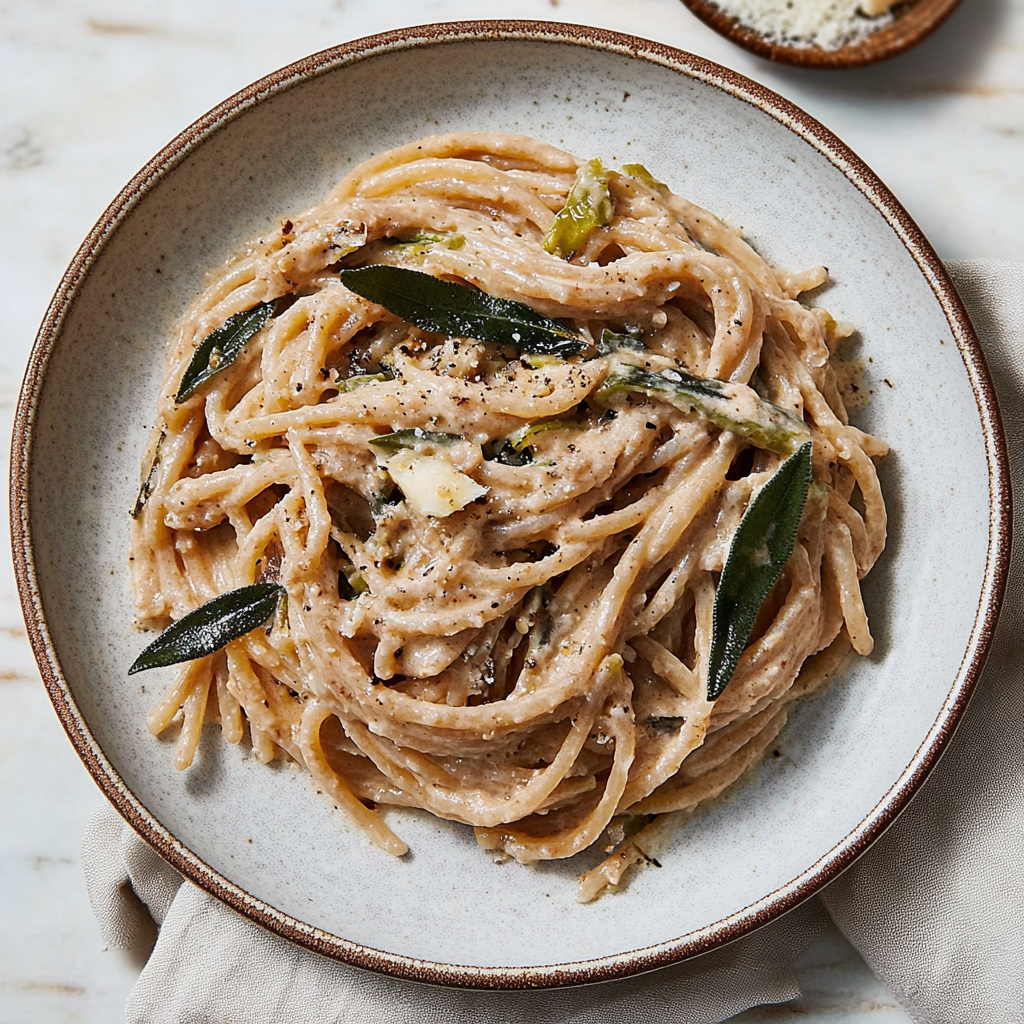 Recipe preparation for Spaghetti with Browned Butter and Sage