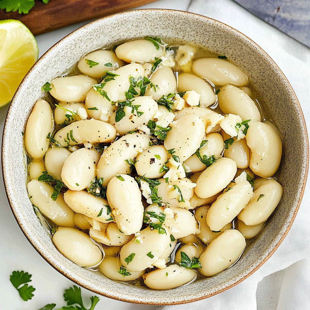 Recipe preparation for Garlic Butter Lima Beans with Herbs