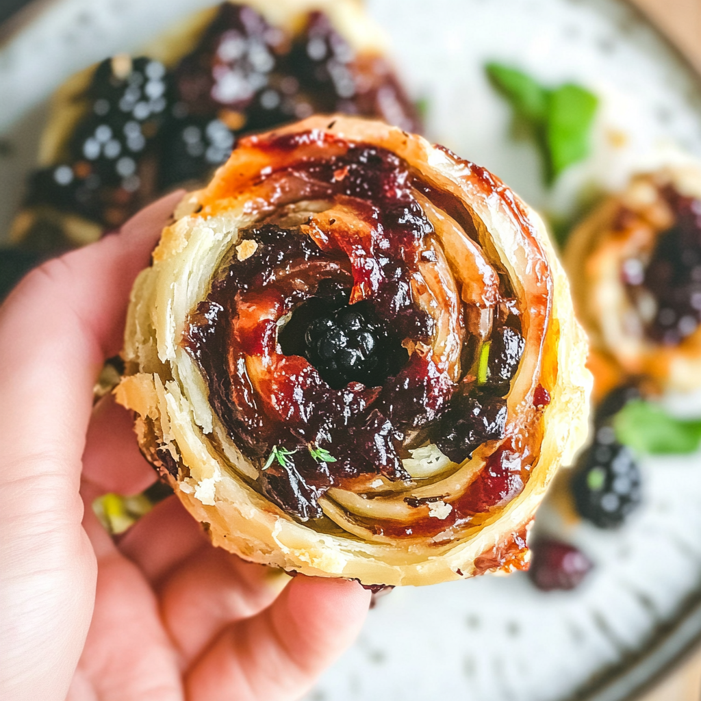 Recipe preparation for Blackberry Brie Pinwheel