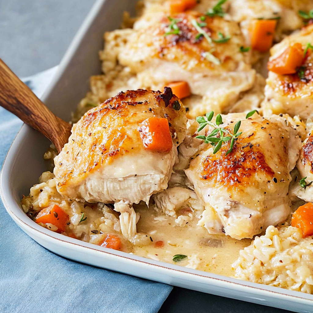 Recipe preparation for No-Peek Chicken Casserole