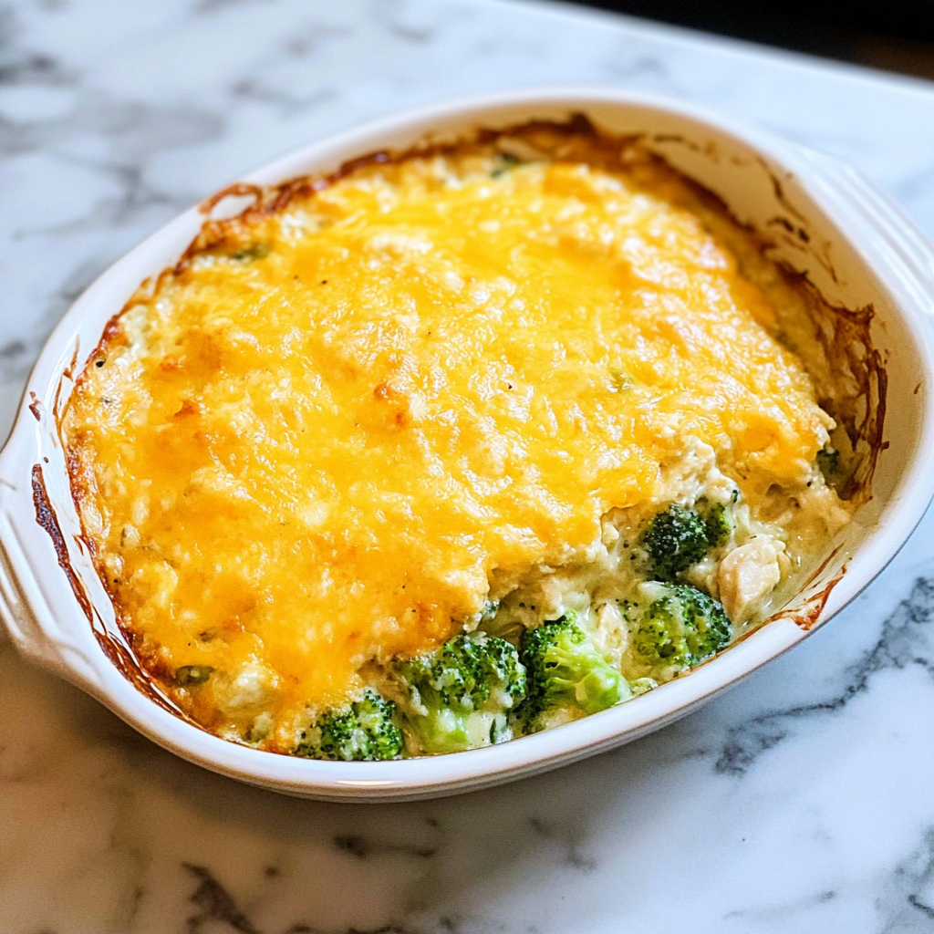Recipe preparation for Cheesy Chicken Broccoli Rice Casserole