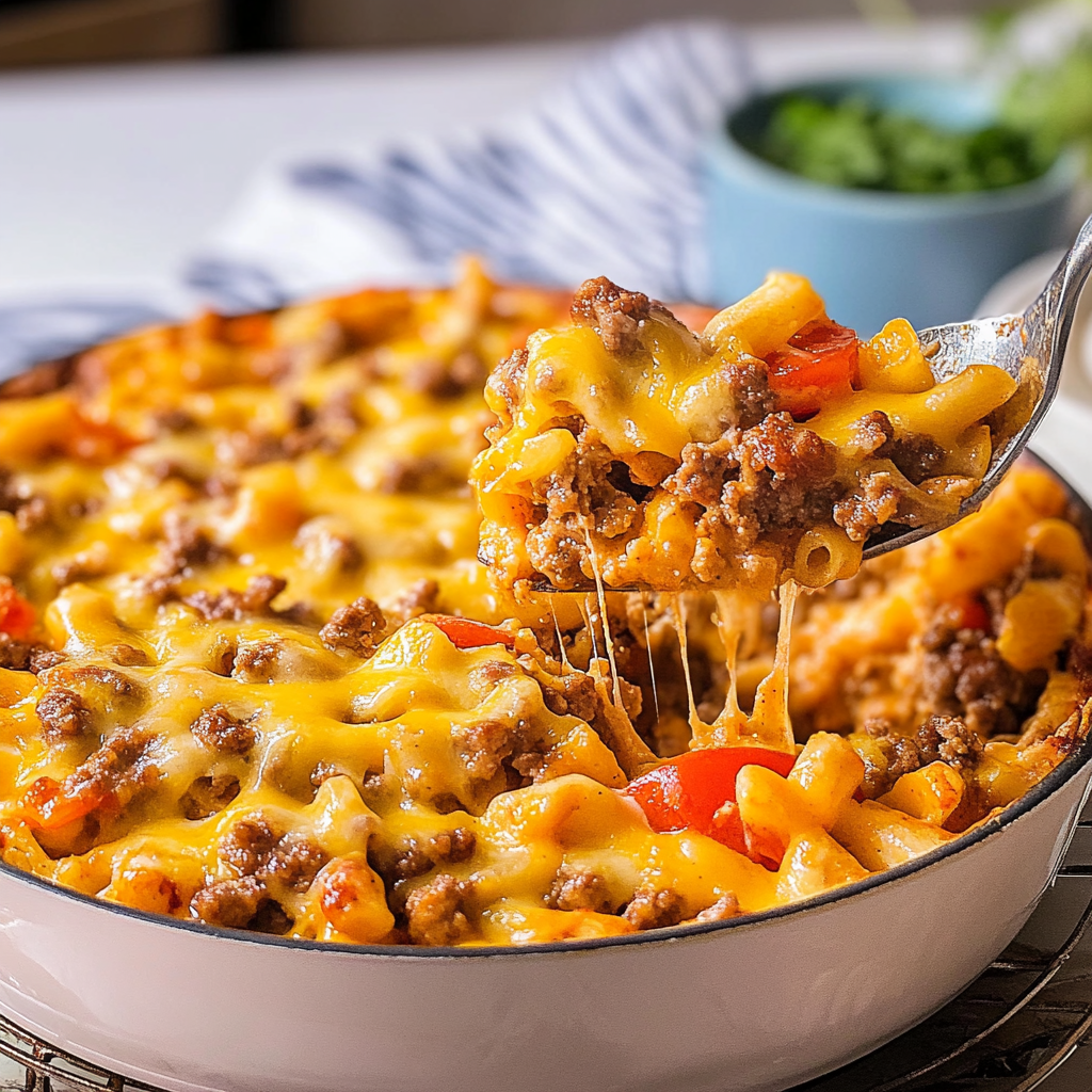 Recipe preparation for Chopped Cheeseburger Casserole