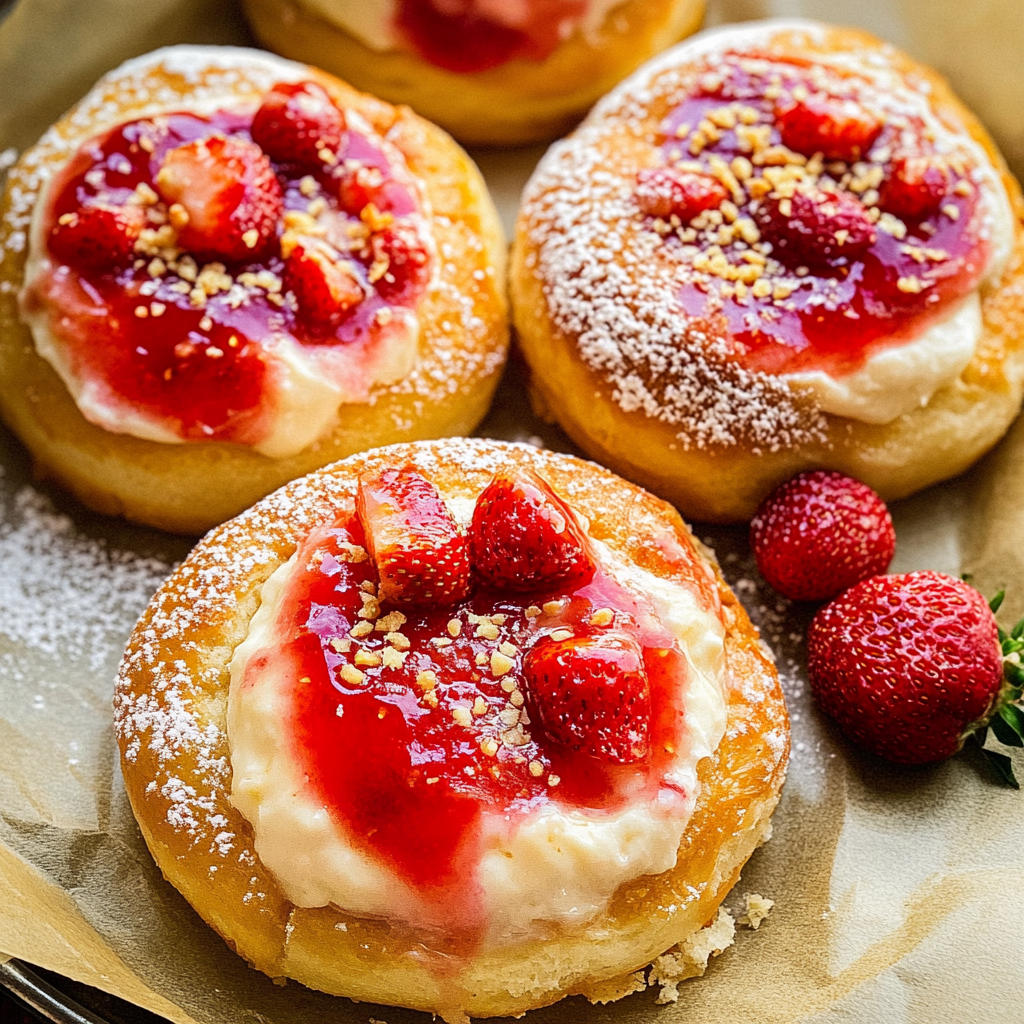 Recipe preparation for Carnival Buns with Strawberry Cheesecake Filling