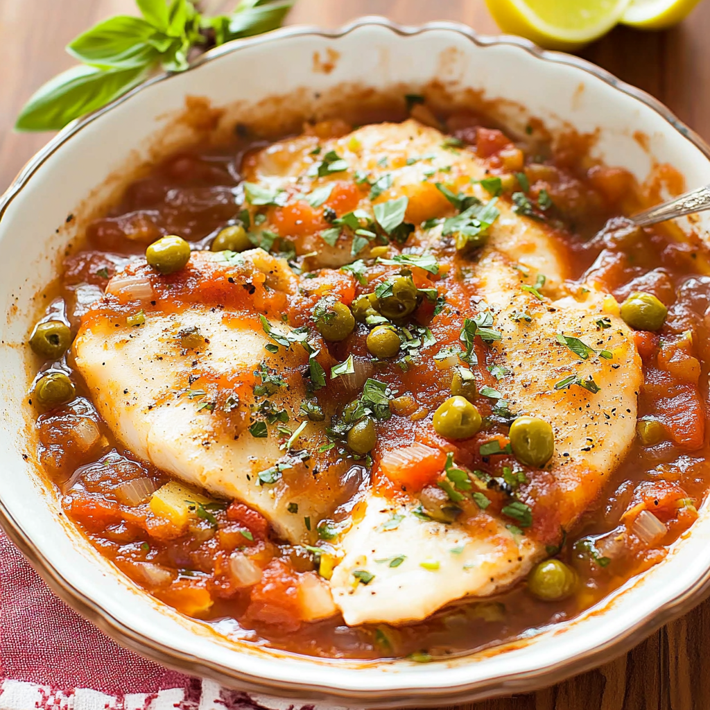 Recipe preparation for Easy Fish Veracruz