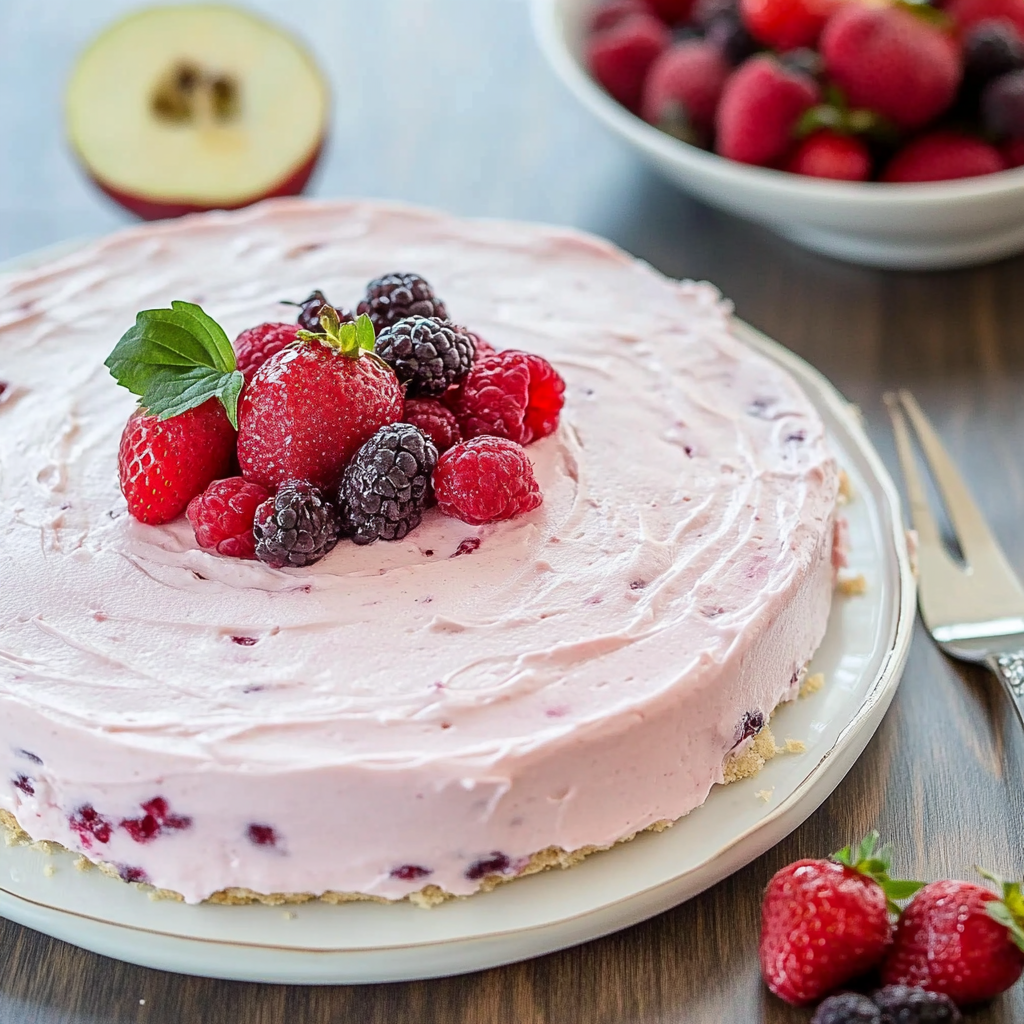 Recipe preparation for Berry Cloud Cheesecake