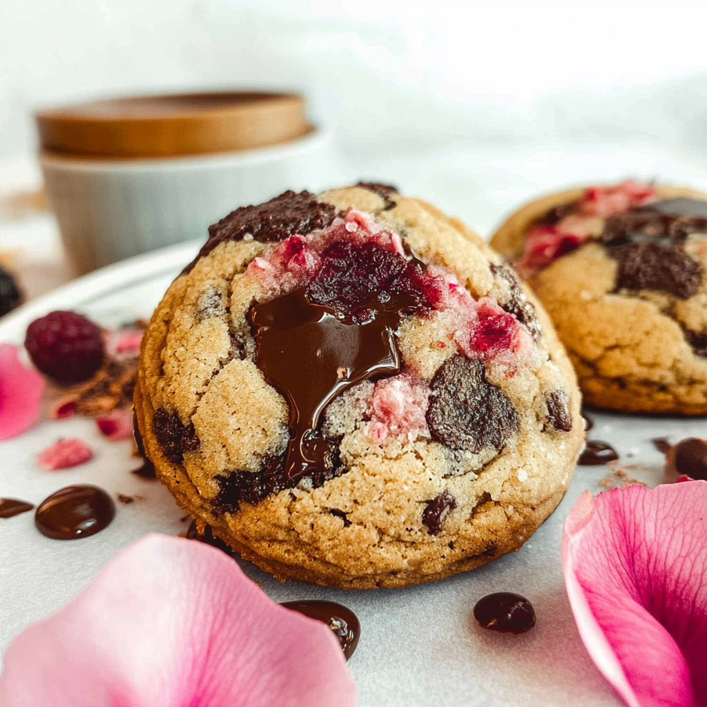 Recipe preparation for Rose Milk Chocolate Stuffed Dubai Cookies