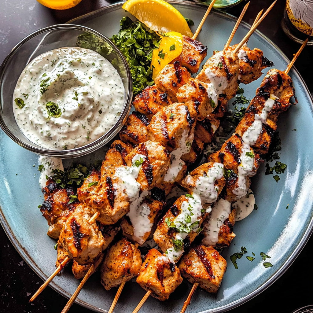 Recipe preparation for Chicken Tzatziki Skewers