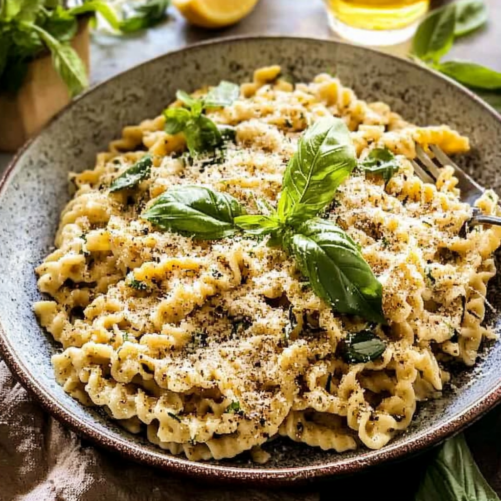 Recipe preparation for Lemon Basil Zucchini Pasta Alfredo