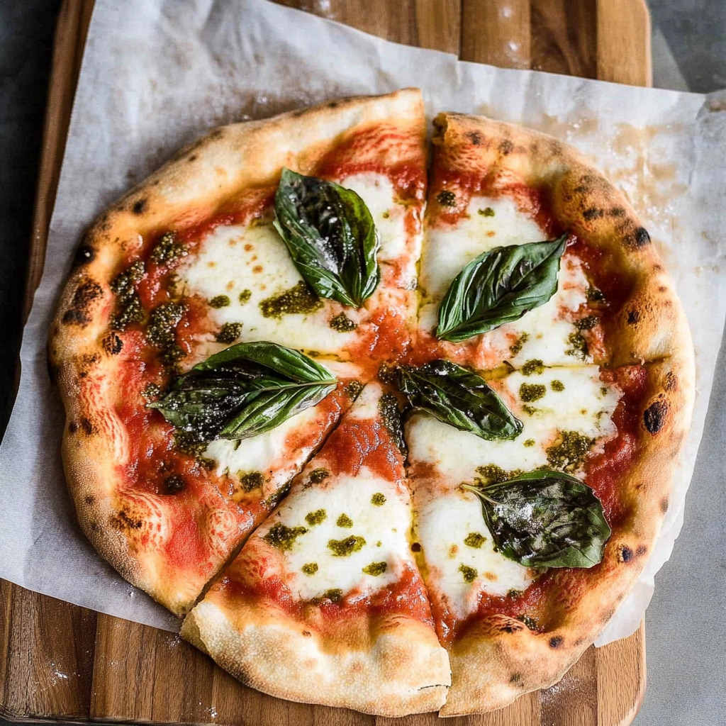 Recipe preparation for Sourdough Discard Margherita Flatbread Pizza