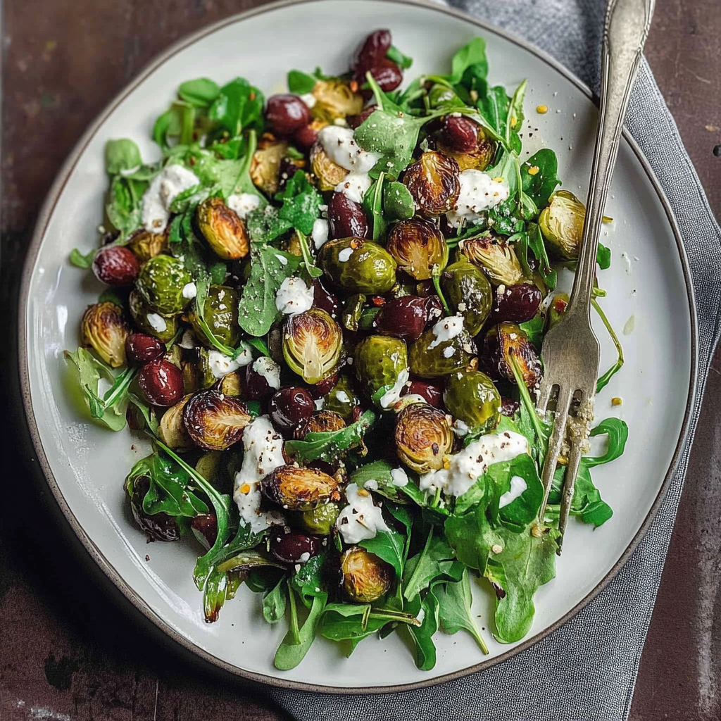 Recipe preparation for Mediterranean-Style Roasted Brussels Sprouts Salad