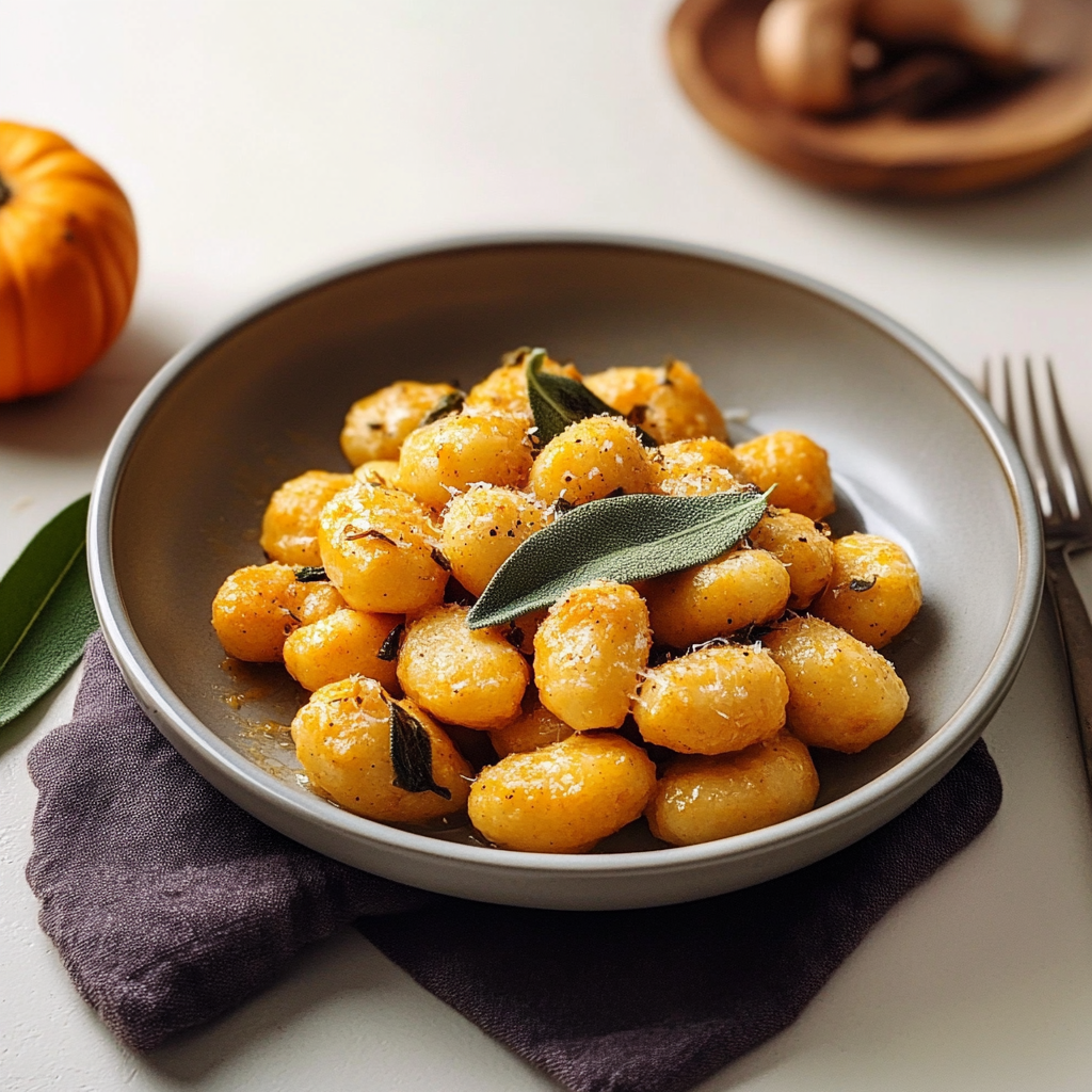 Recipe preparation for Cozy Pumpkin Sage Gnocchi in Brown Butter