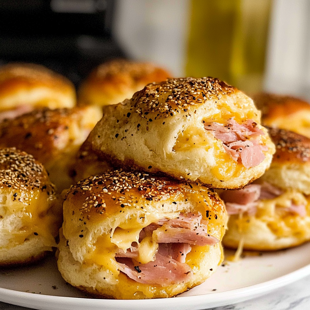 Recipe preparation for Hot Ham and Cheese Party Rolls