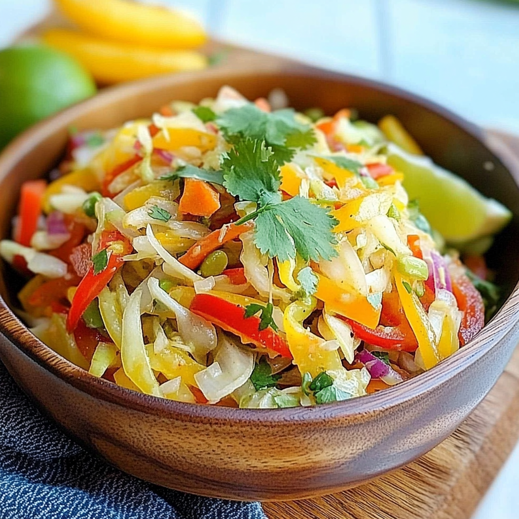 Recipe preparation for Tangy Tex-Mex Bell Pepper Slaw