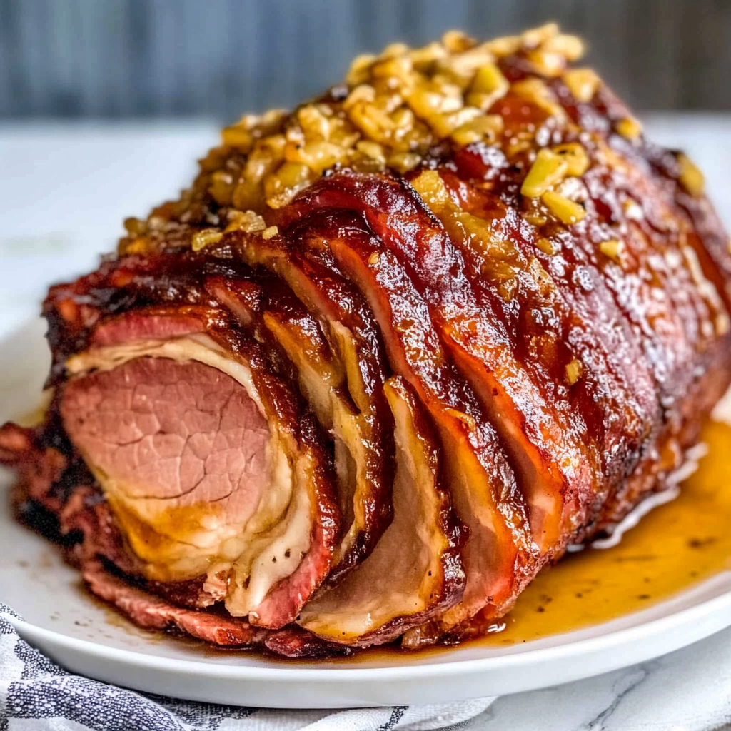 Recipe preparation for Spiral Ham with Miso Pineapple Glaze