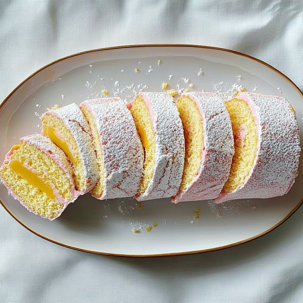 Recipe preparation for Pink Lemonade Cake Roll