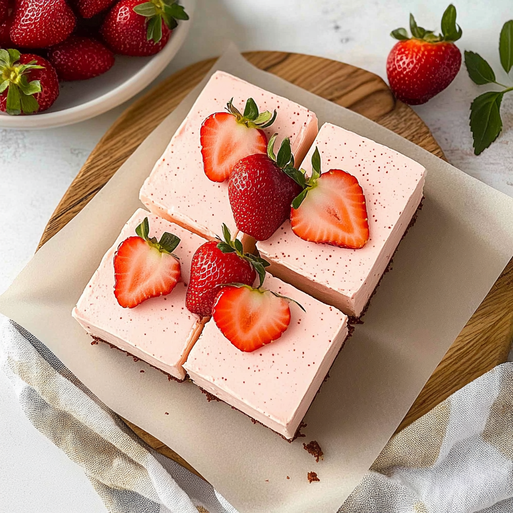 Recipe preparation for Aesthetic Strawberry Milk Cake Squares