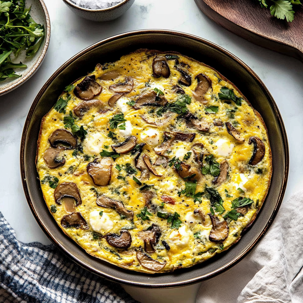 Recipe preparation for Wild Mushroom Frittata