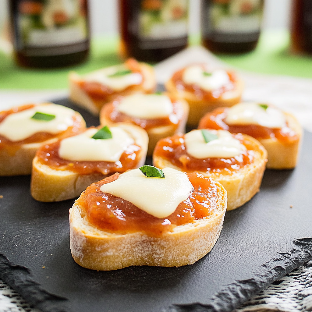 Recipe preparation for Spicy Guava Jam & Cream Cheese Crostini