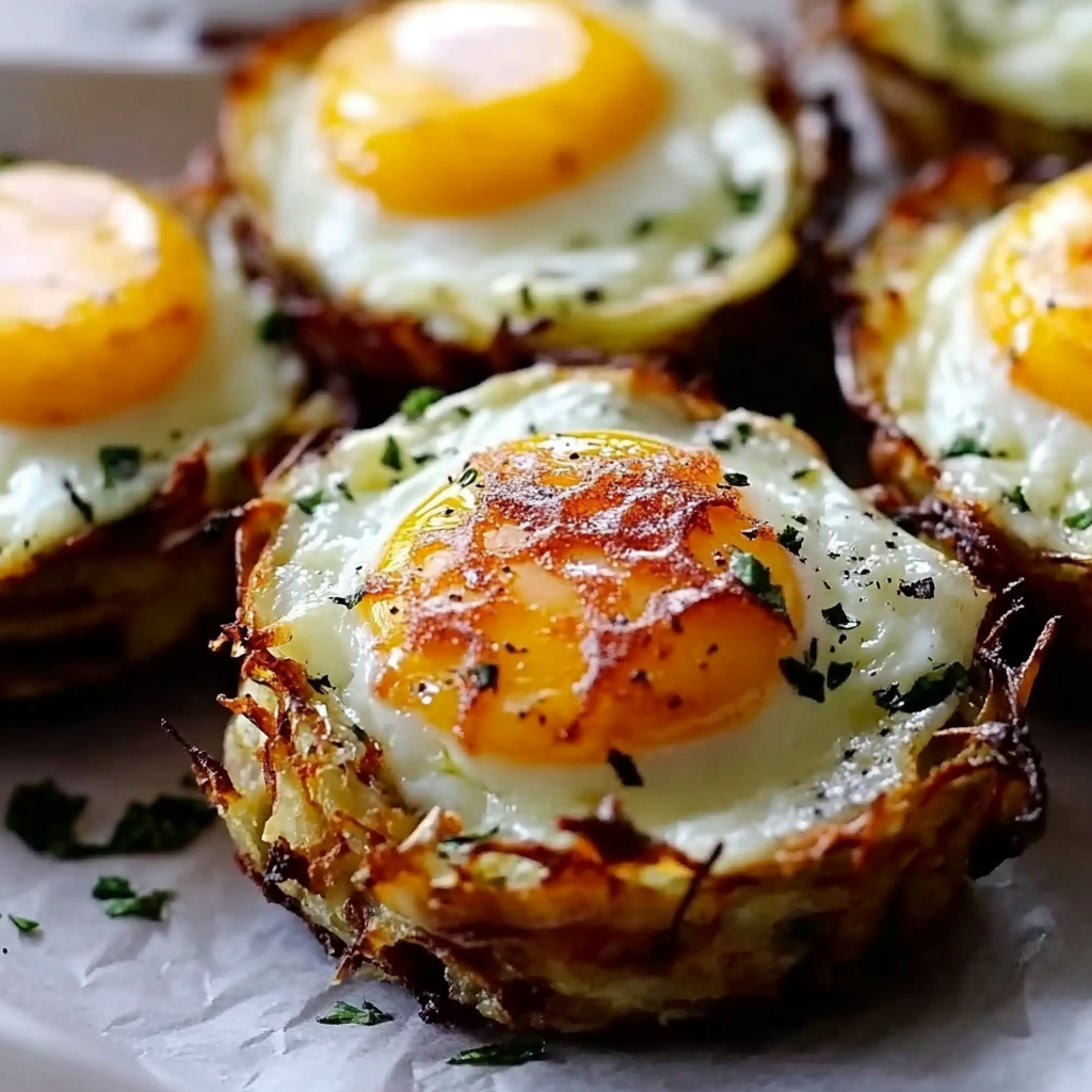 Recipe preparation for Hash Brown Nests with Portobellos and Eggs