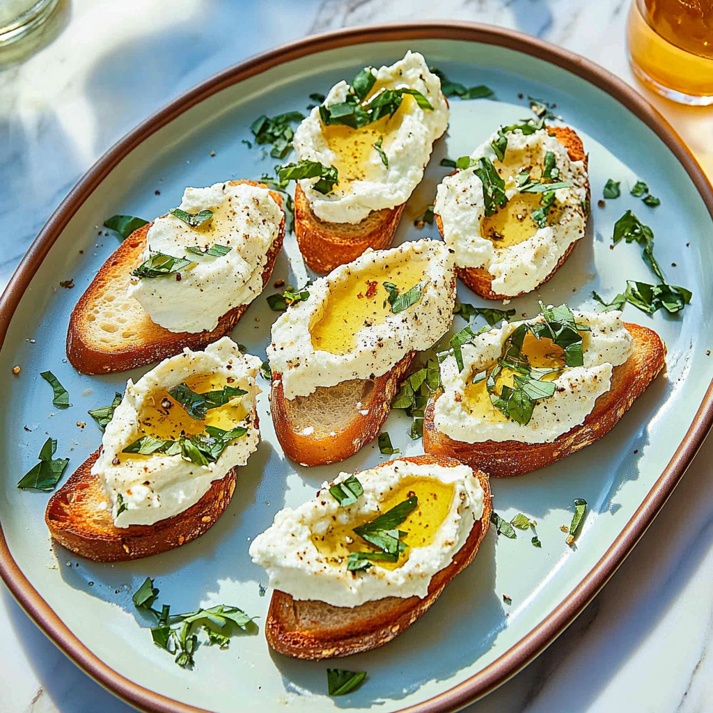 Recipe preparation for Hot Honey Whipped Feta Toast