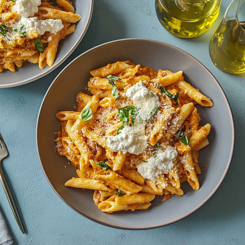 Recipe preparation for Ricotta Pasta Alla Vodka