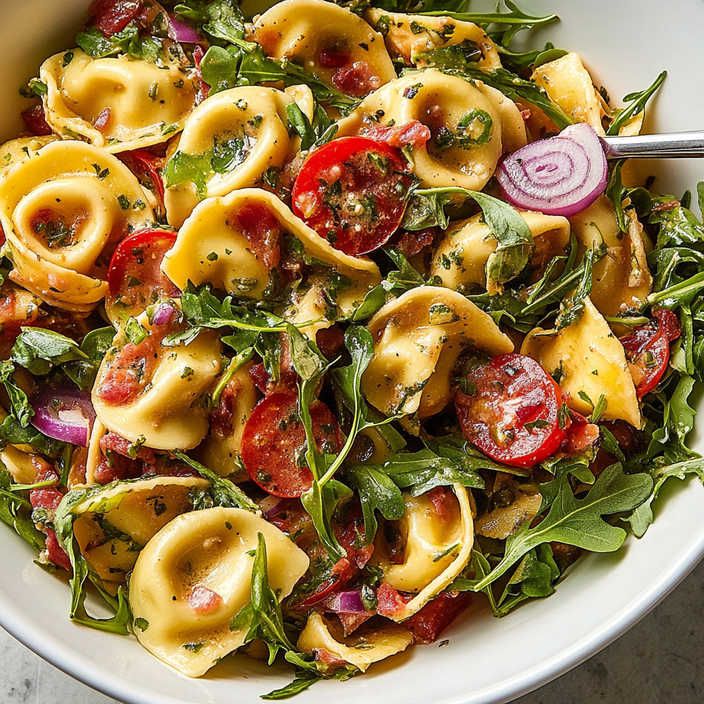 Recipe preparation for Tortellini Pasta Salad