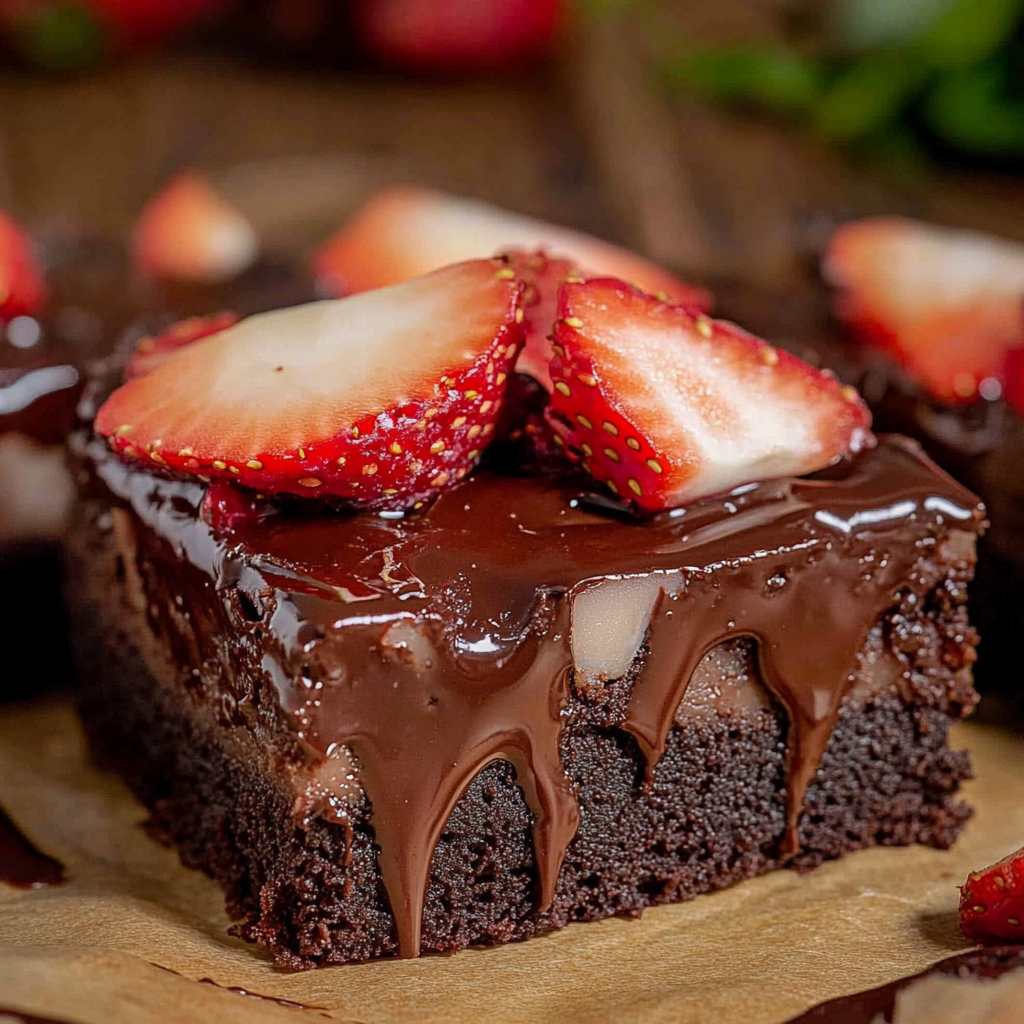 Recipe preparation for No-Bake Chocolate Strawberry Brownies
