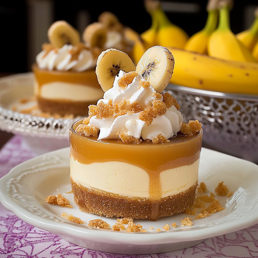 Recipe preparation for Mini Banana Cream Pies with Salted Caramel Sauce