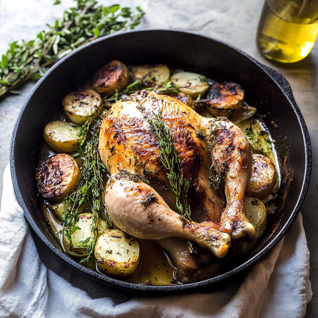 Recipe preparation for Spring One Pot Roast Chicken