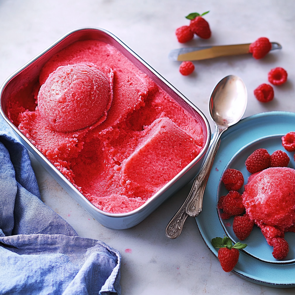 Recipe preparation for Raspberry Sorbet