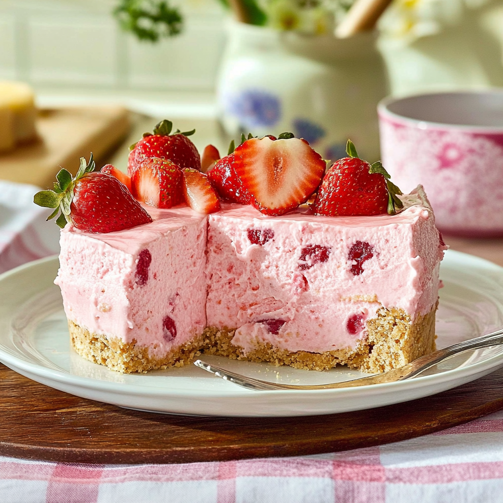 Recipe preparation for No-Bake Strawberry Torte
