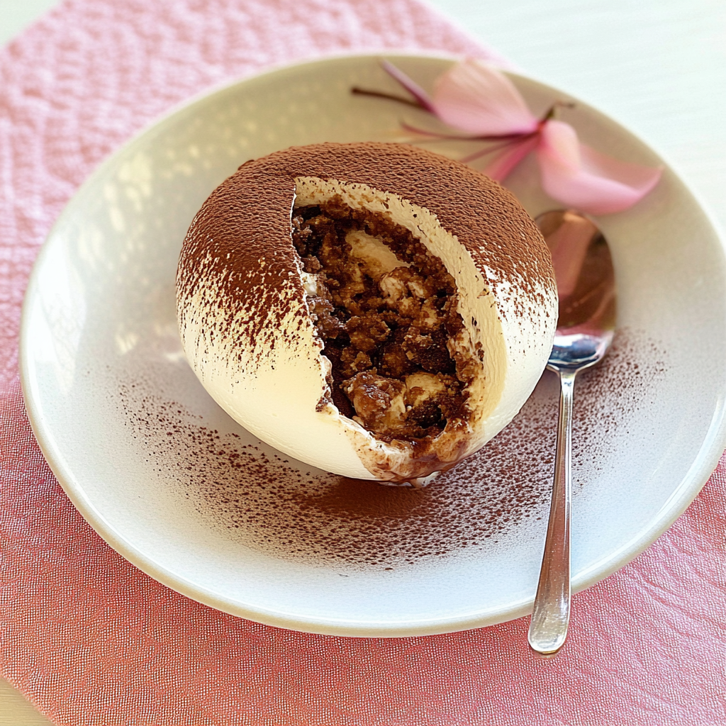 Recipe preparation for Tiramisu Easter Eggs