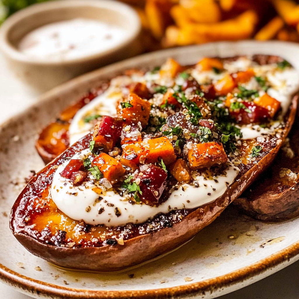 Recipe preparation for Roasted Sweet Potato Steaks