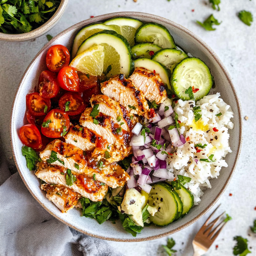 Recipe preparation for Greek Chicken Bowls
