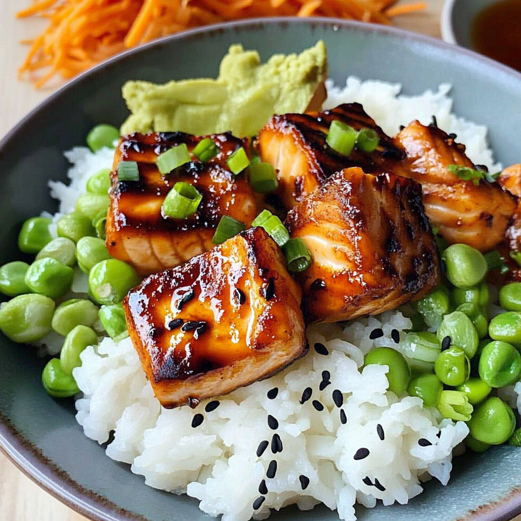 Recipe preparation for Teriyaki Salmon Bowls
