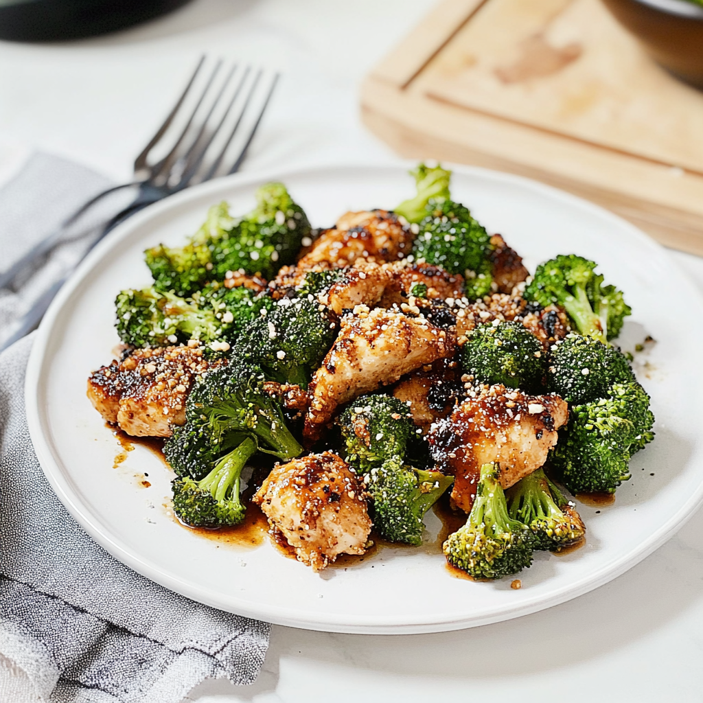 Recipe preparation for Healthy Air Fryer Parmesan Chicken with Broccoli