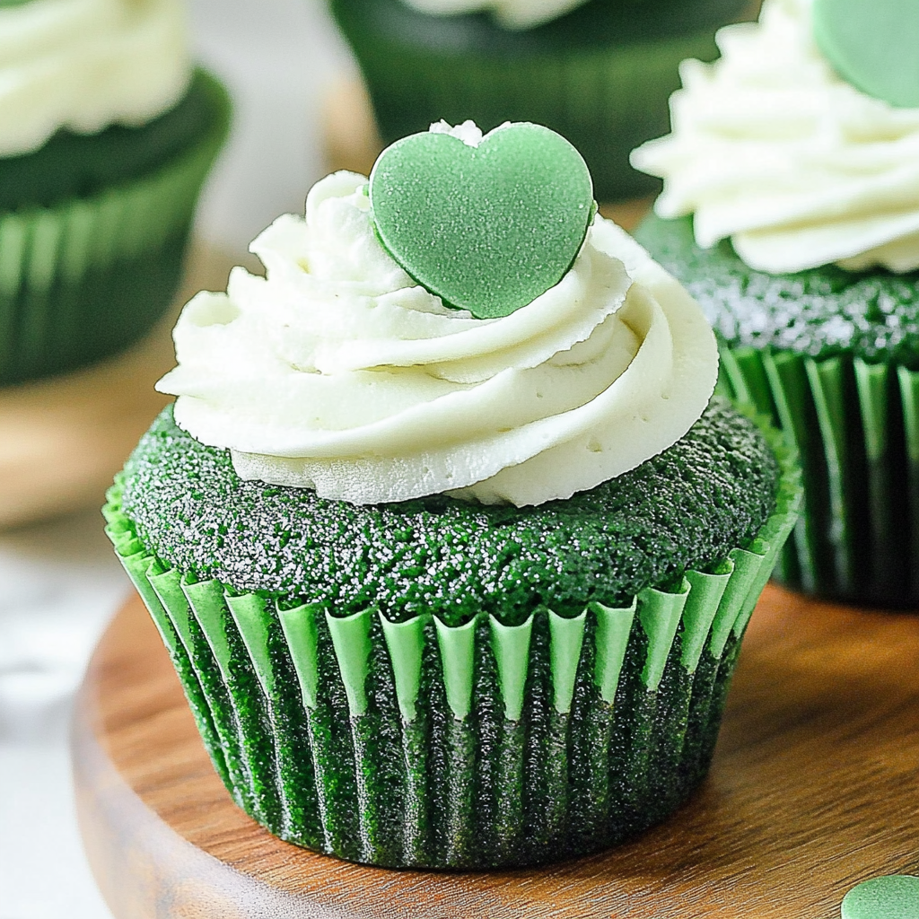 Recipe preparation for Green Velvet Cupcake Shamrocks